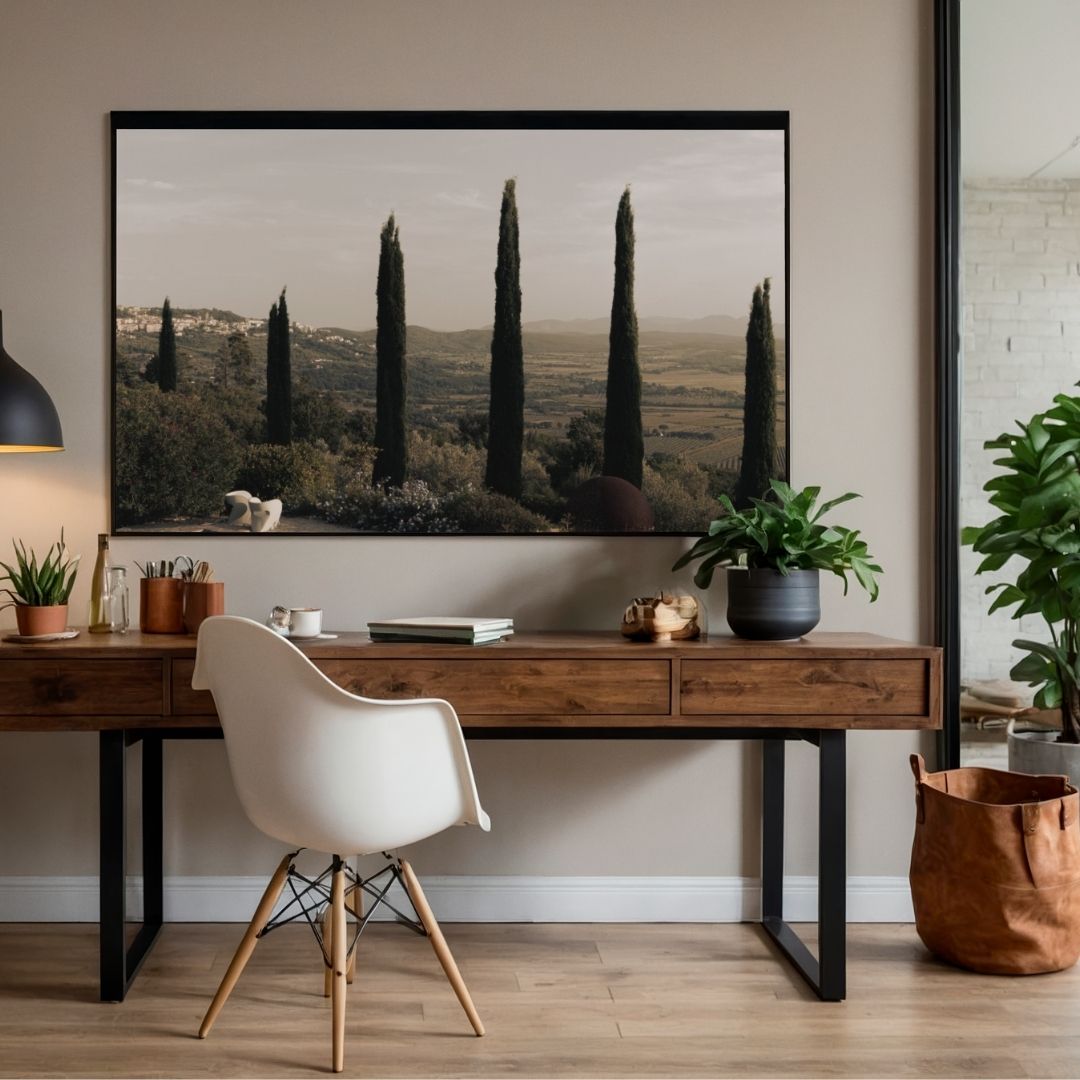 Tuscan Landscape behind Cypress Trees, Italy (2024)
